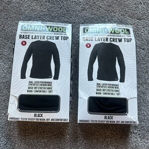 Omni Wool mens thermal crew top size small 2 pk
